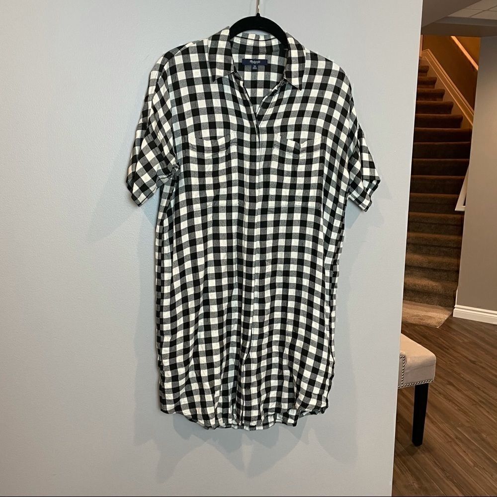 Madewell Buffalo Plaid Black & White Tunic XS